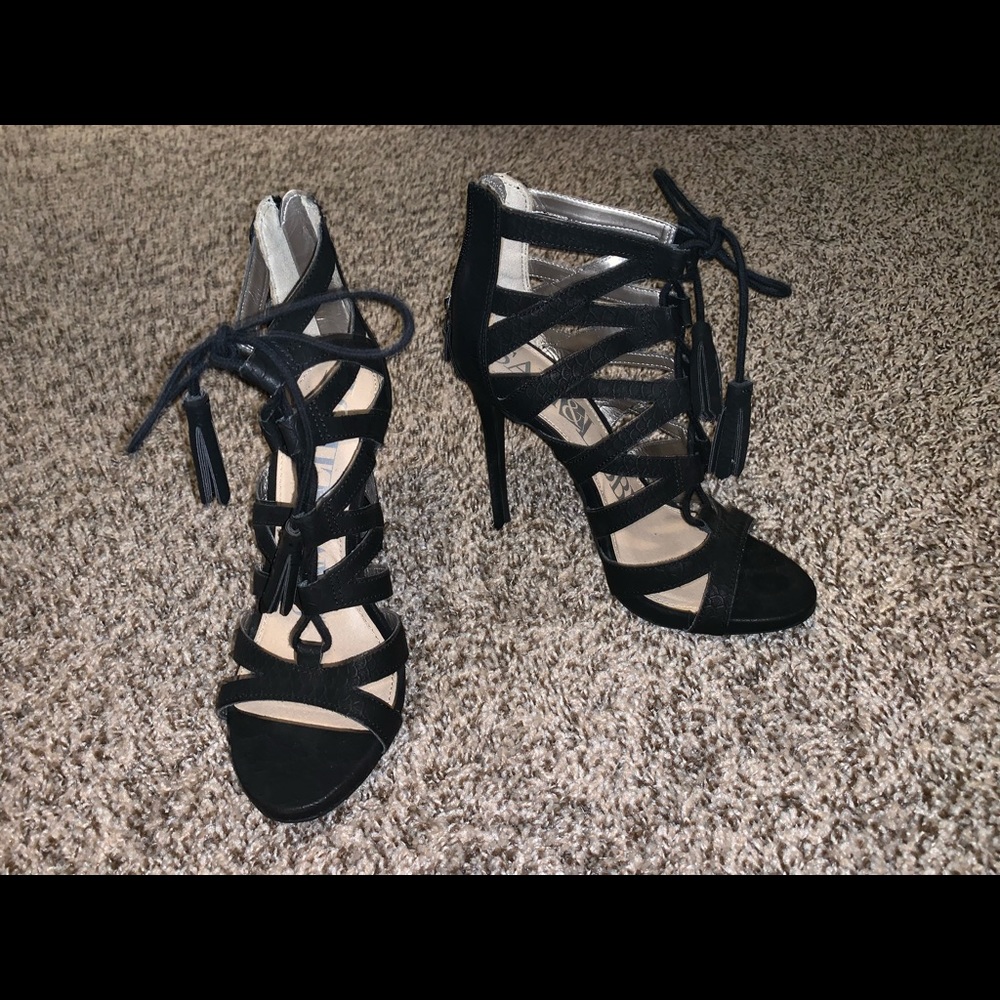 Black lace up heels